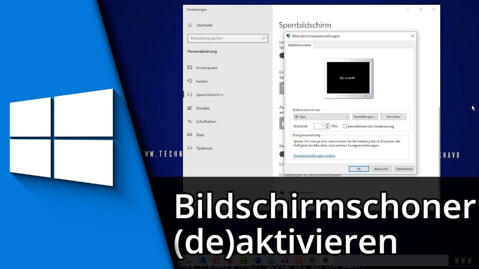 Bildschirmschoner in Windows 10 aktivieren / deaktivieren | Tutorial: Vorschaubild zum YouTube-Tutorial von TechnikShavo