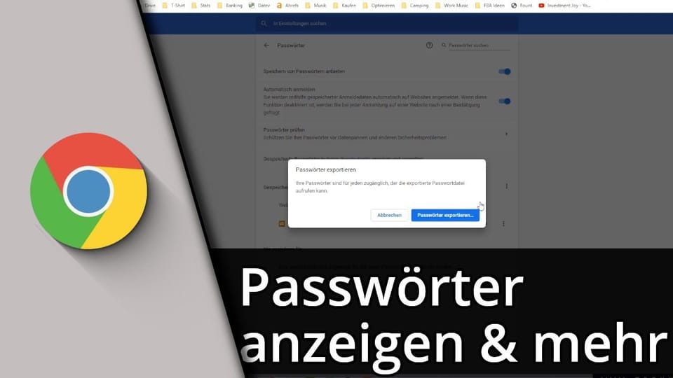 Chrome Passwörter anzeigen / exportieren / importieren | Tutorial: Vorschaubild zum YouTube-Tutorial von TechnikShavo