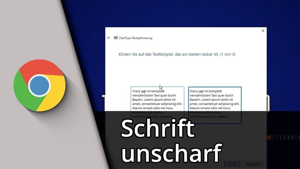 Chrome Schriftart unscharf: Vorschaubild zum YouTube-Tutorial von TechnikShavo