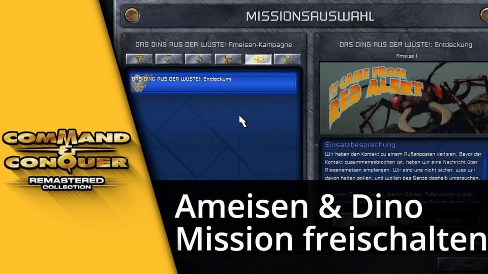 Command and Conquer Dino & Ameisen Mission freischalten | Tutorial: Vorschaubild zum YouTube-Tutorial von TechnikShavo