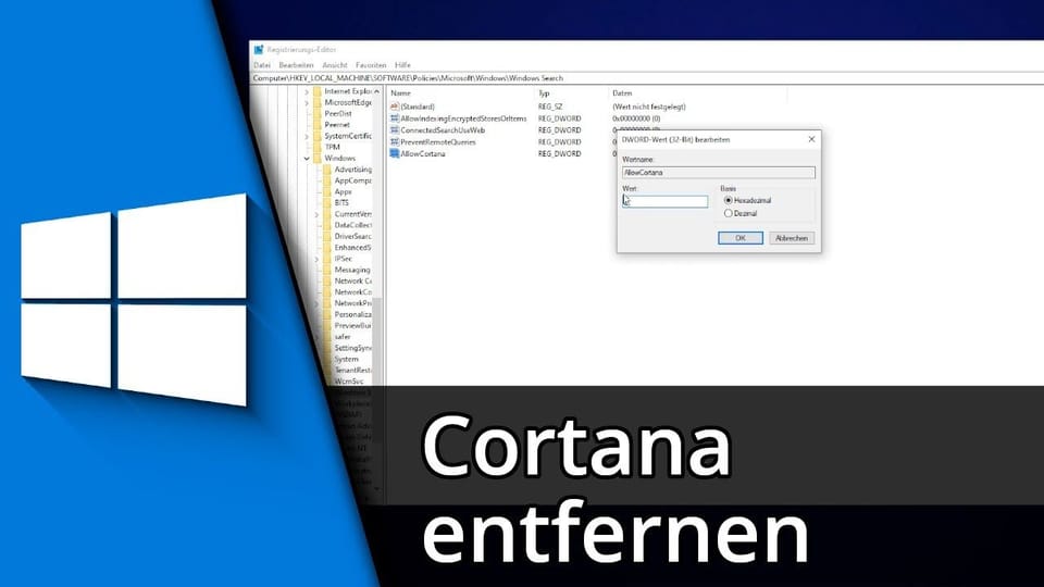 Cortana deaktivieren in Windows 10 | Tutorial: Vorschaubild zum YouTube-Tutorial von TechnikShavo