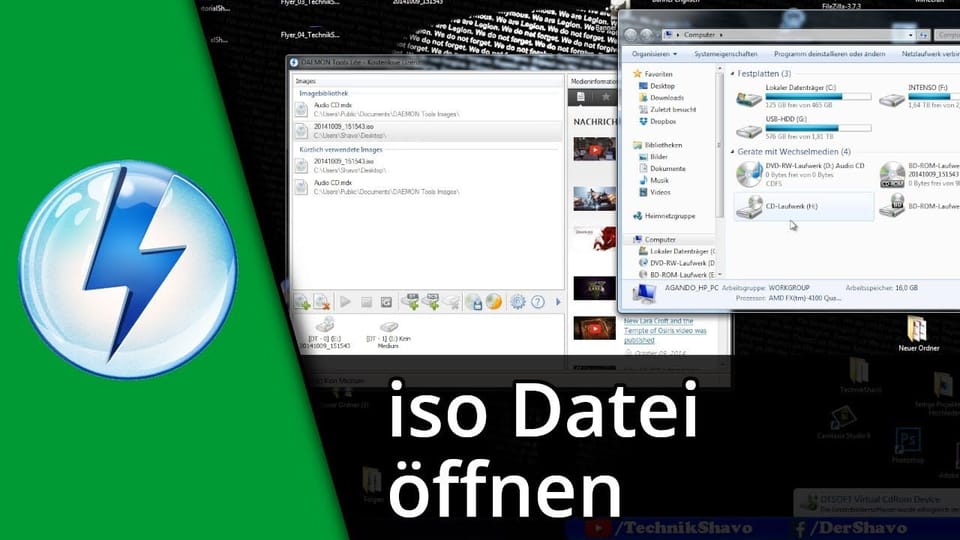 iso Datei öffnen in Windows 10 mit Daemon Tools | Tutorial: Vorschaubild zum YouTube-Tutorial von TechnikShavo