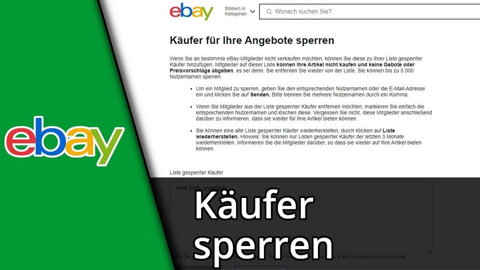 ebay Käufer sperren | Tutorial: Vorschaubild zum YouTube-Tutorial von TechnikShavo
