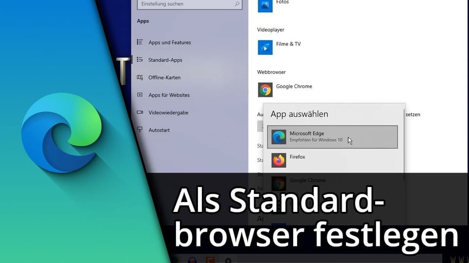 Edge als Standardbrowser festlegen / deaktivieren | Tutorial: Vorschaubild zum YouTube-Tutorial von TechnikShavo