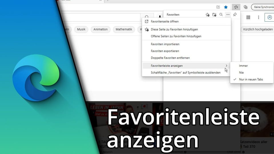 Edge Favoritenleiste anzeigen | Tutorial: Vorschaubild zum YouTube-Tutorial von TechnikShavo