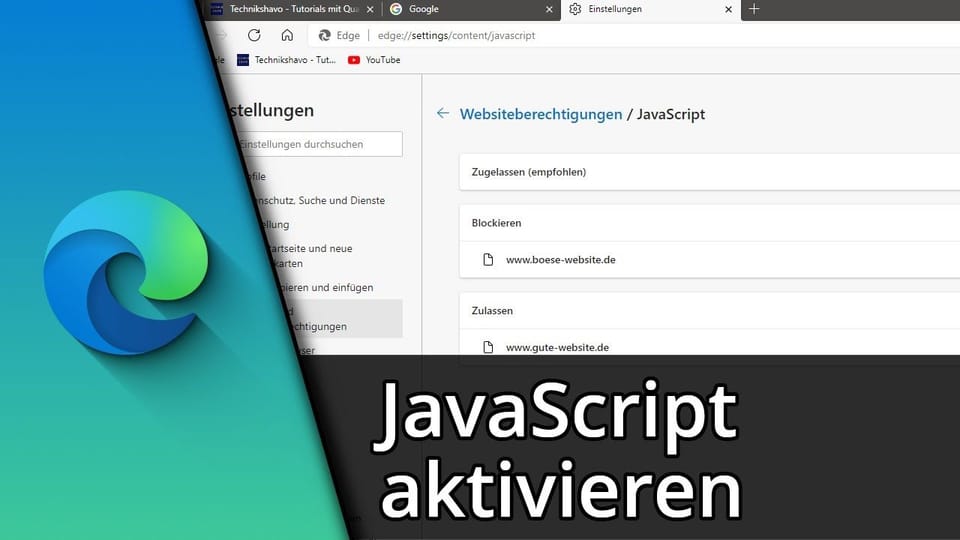 Edge Javascript aktivieren / deaktivieren | Tutorial: Vorschaubild zum YouTube-Tutorial von TechnikShavo