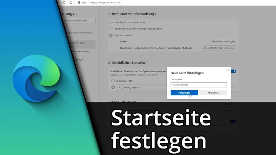 Edge Startseite festlegen | Tutorial: Vorschaubild zum YouTube-Tutorial von TechnikShavo