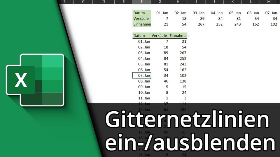 Excel Gitternetzlinien ausblenden / einblenden | Tutorial: Vorschaubild zum YouTube-Tutorial von TechnikShavo