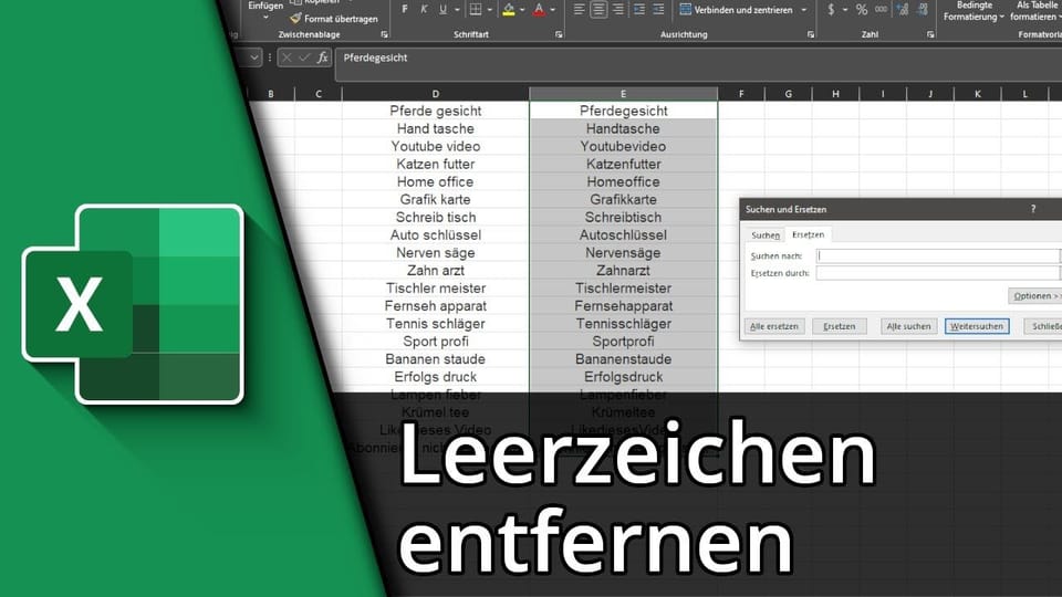 Excel Leerzeichen entfernen | Tutorial: Vorschaubild zum YouTube-Tutorial von TechnikShavo