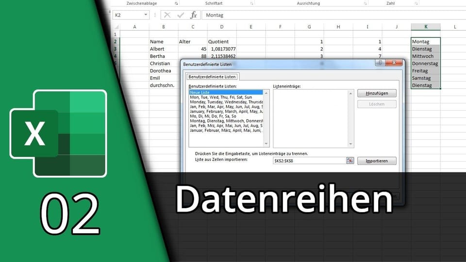 Excel lernen #02 | Autoinhaltsfunktionen & Datenreihen | Excel Tutorial: Vorschaubild zum YouTube-Tutorial von TechnikShavo