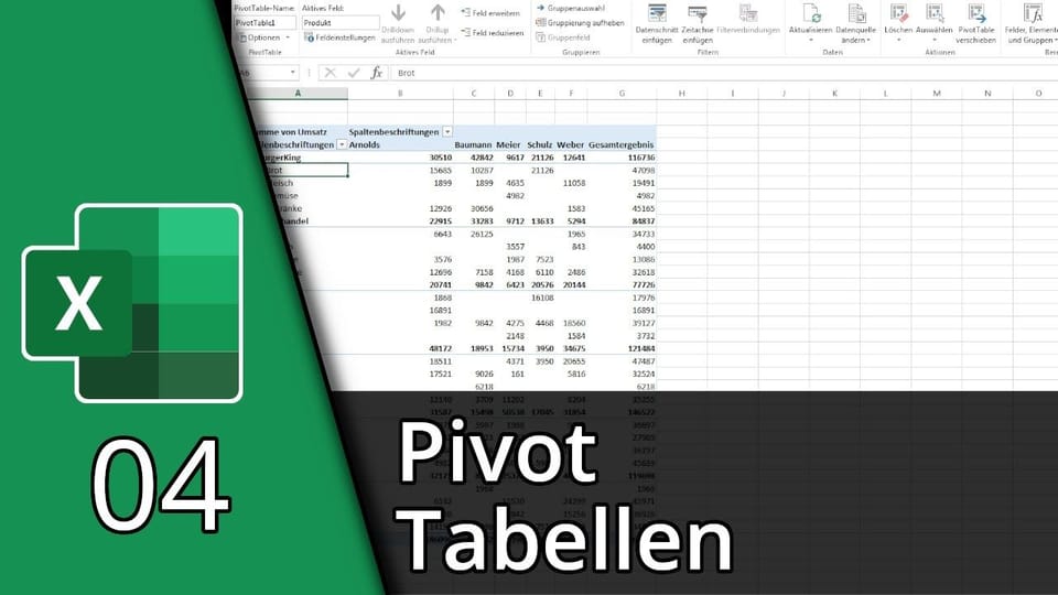 Excel lernen #04 | Excel Pivot Tabelle und Chart | Tutorial: Vorschaubild zum YouTube-Tutorial von TechnikShavo
