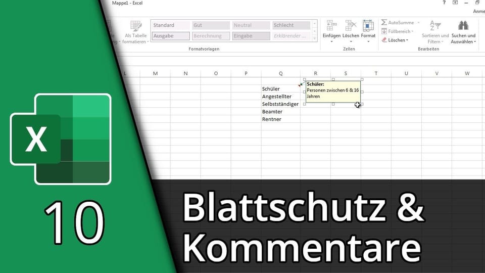 Excel lernen #10 | Blattschutz & Kommentare | Excel Tutorial: Vorschaubild zum YouTube-Tutorial von TechnikShavo
