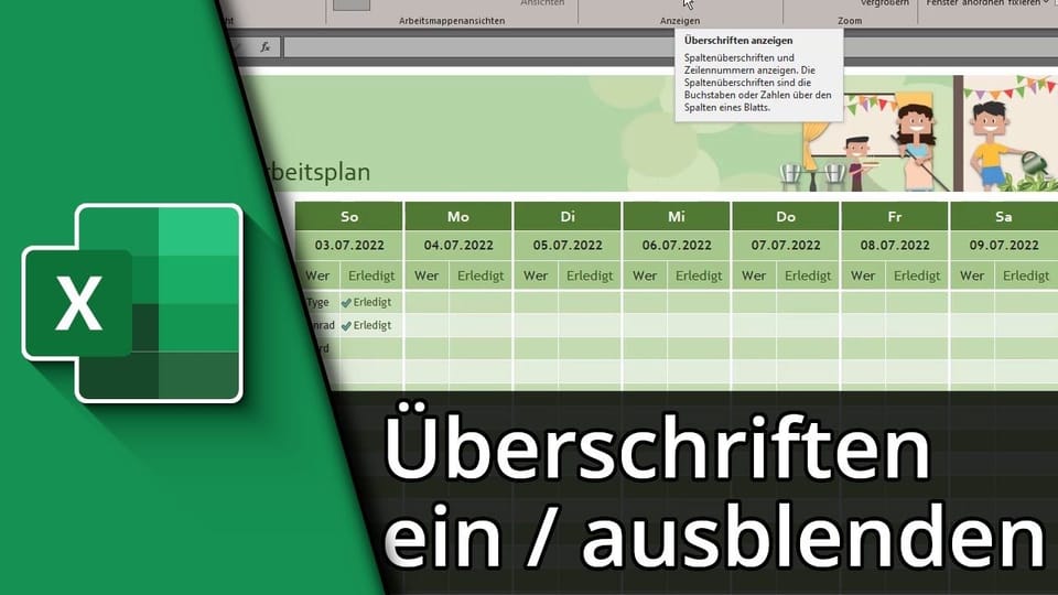 Excel Spaltenüberschrift ein-/ausschalten | Tutorial: Vorschaubild zum YouTube-Tutorial von TechnikShavo
