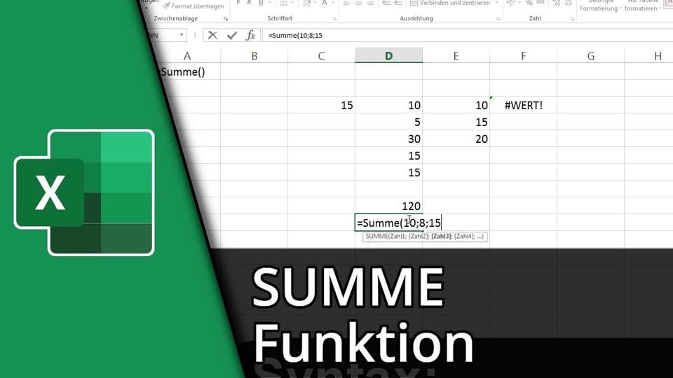 Excel SUMME (Funktion) | Tutorial: Vorschaubild zum YouTube-Tutorial von TechnikShavo
