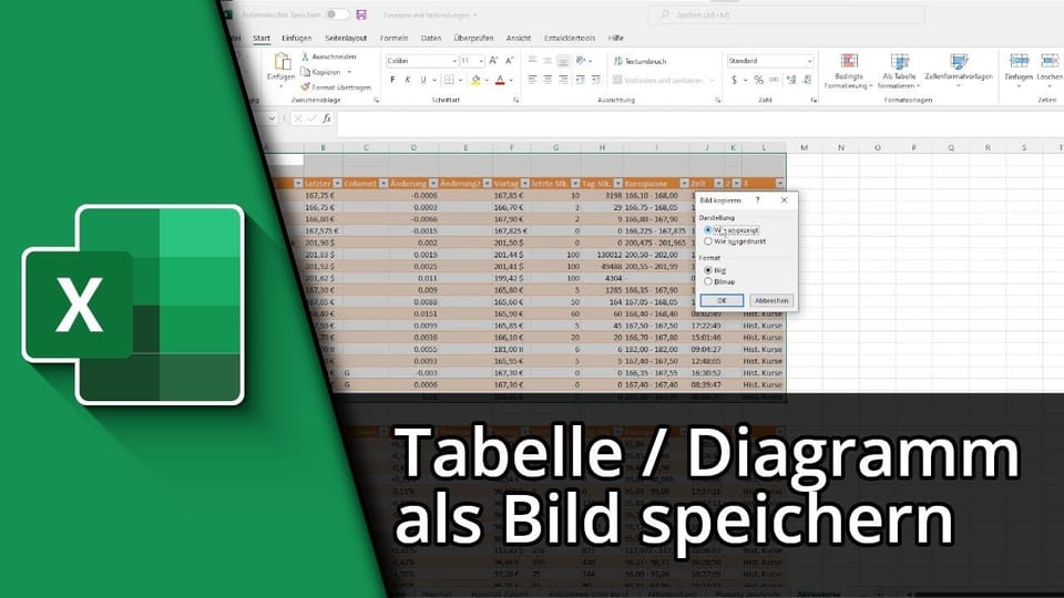 Excel Tabelle als Bild speichern | Tutorial: Vorschaubild zum YouTube-Tutorial von TechnikShavo