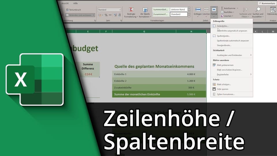 Excel Zeilenhöhe automatisch anpassen | Tutorial: Vorschaubild zum YouTube-Tutorial von TechnikShavo