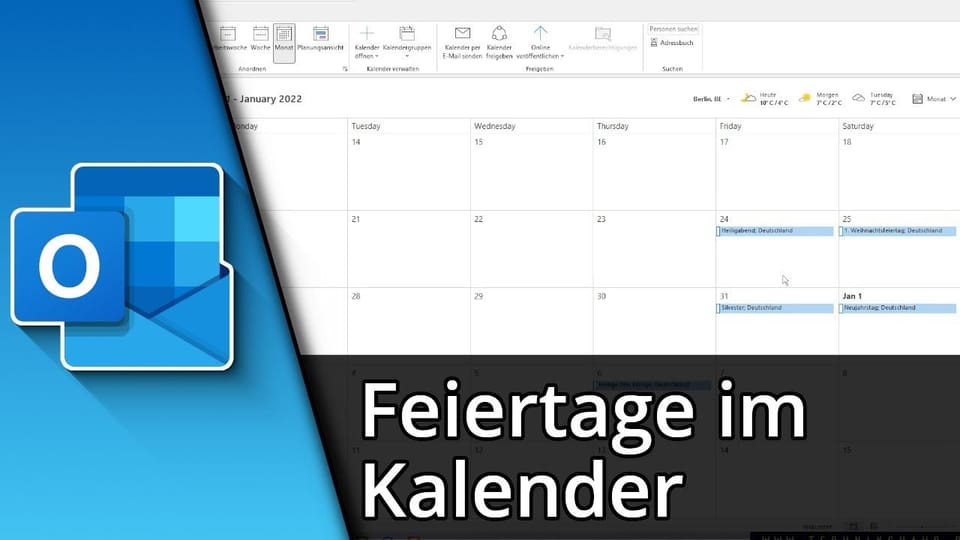 Feiertage in Outlook anzeigen | Tutorial: Vorschaubild zum YouTube-Tutorial von TechnikShavo