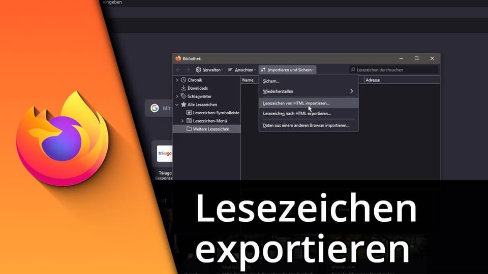 Firefox Lesezeichen exportieren / importieren / wiederherstellen | Tutorial: Vorschaubild zum YouTube-Tutorial von TechnikShavo