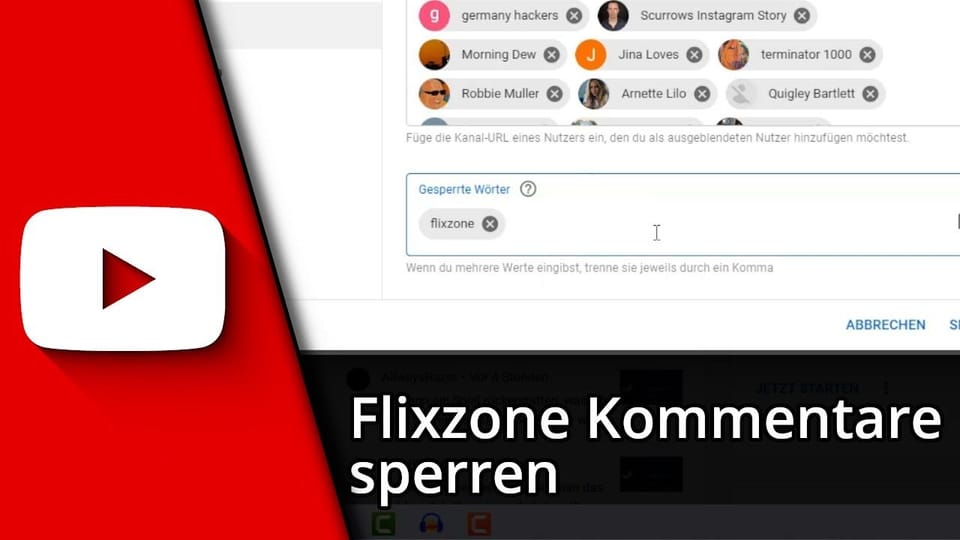Flixzone in Youtube Kommentaren sperren | Tutorial: Vorschaubild zum YouTube-Tutorial von TechnikShavo