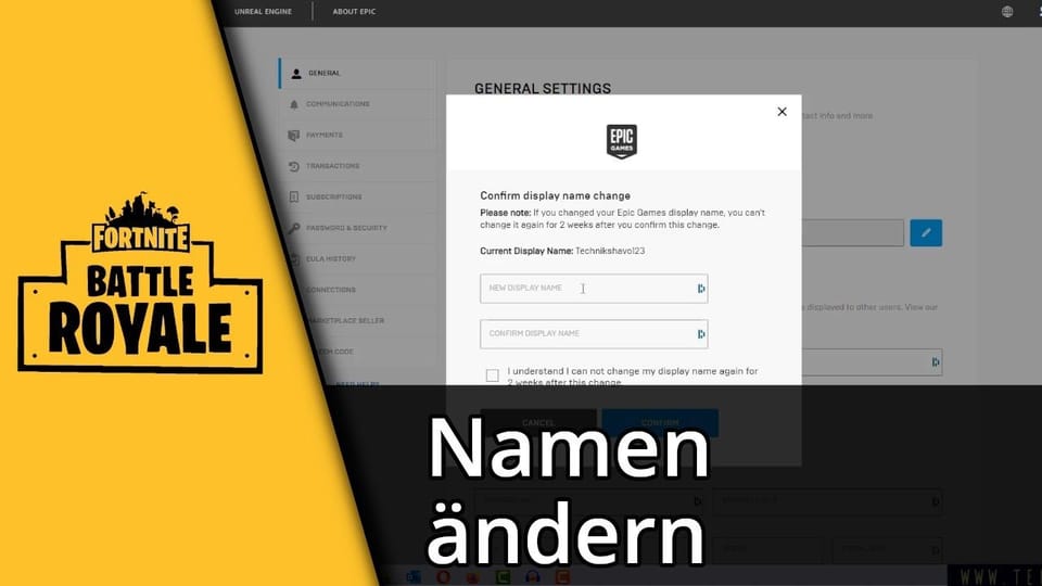 Fortnite Namen ändern | Tutorial: Vorschaubild zum YouTube-Tutorial von TechnikShavo