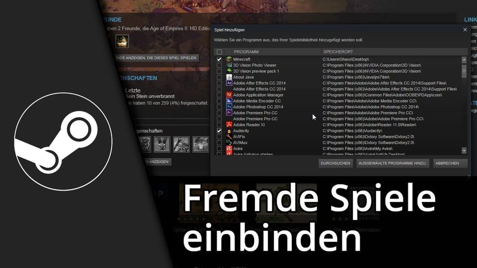 Fremde Spiele in Steam einbinden | Tutorial: Vorschaubild zum YouTube-Tutorial von TechnikShavo