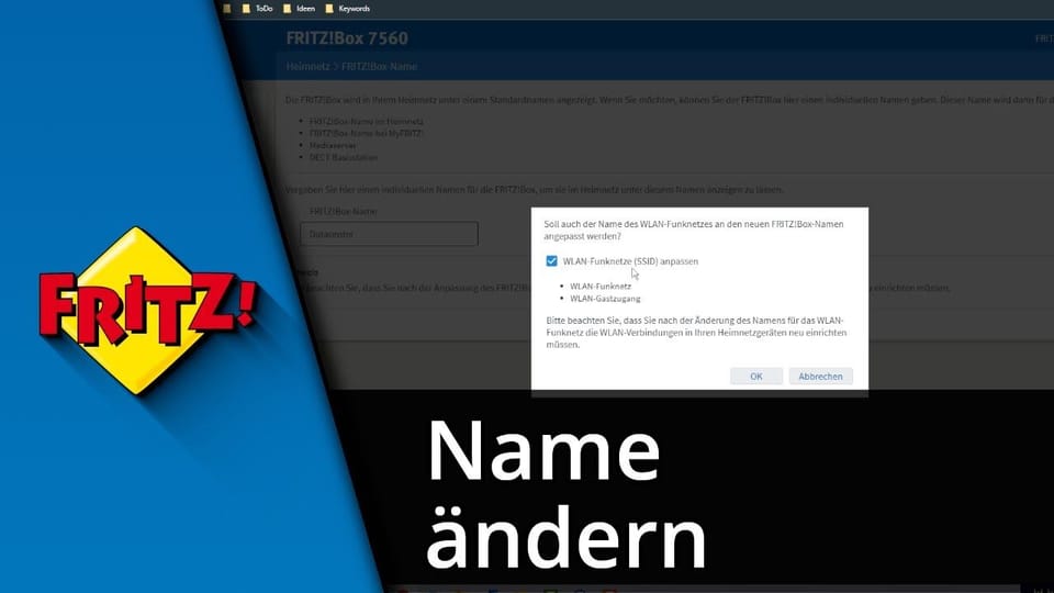 FritzBox Name ändern / FritzBox WLAN Name ändern | Tutorial: Vorschaubild zum YouTube-Tutorial von TechnikShavo