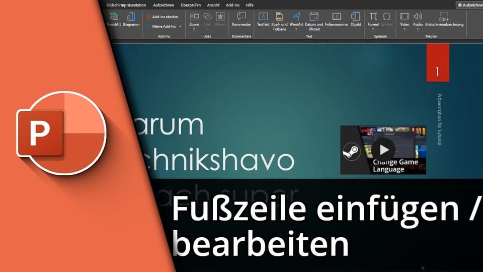 Powerpoint Fußzeile bearbeiten | Tutorial: Vorschaubild zum YouTube-Tutorial von TechnikShavo