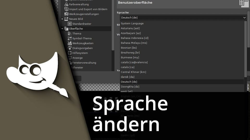 GIMP Sprache ändern: Vorschaubild zum YouTube-Tutorial von TechnikShavo