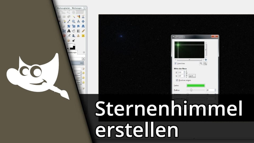 Gimp Sternenhimmel / Sterne erstellen | Tutorial: Vorschaubild zum YouTube-Tutorial von TechnikShavo