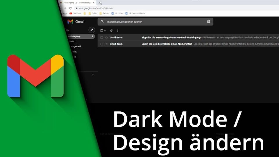 Gmail Dark Mode / Gmail Design ändern | Tutorial: Vorschaubild zum YouTube-Tutorial von TechnikShavo