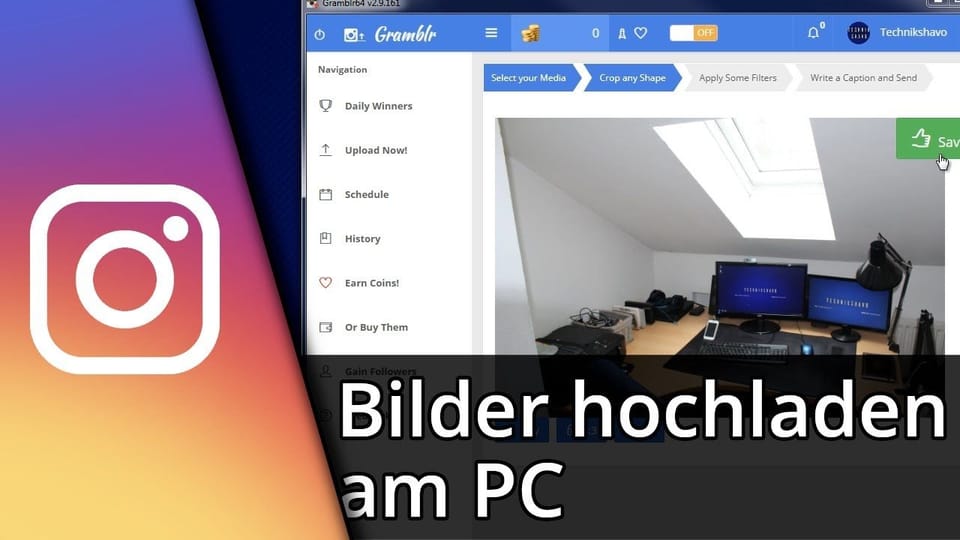 Gramblr Tutorial | Instagram Bilder hochladen am PC: Vorschaubild zum YouTube-Tutorial von TechnikShavo