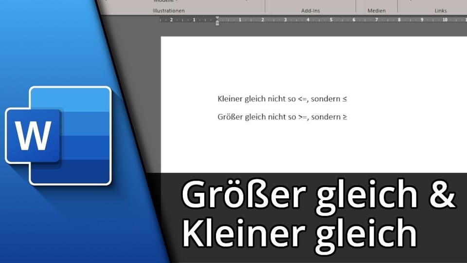 Größer Gleich Zeichen in Word verwenden (& Kleiner gleich) | Tutorial: Vorschaubild zum YouTube-Tutorial von TechnikShavo
