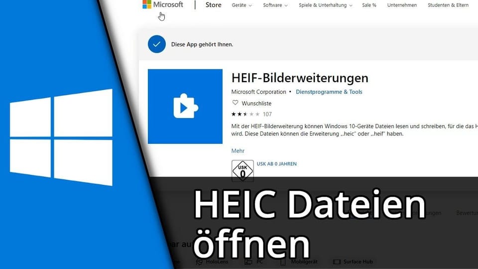 HEIC Datei öffnen in Windows: Vorschaubild zum YouTube-Tutorial von TechnikShavo