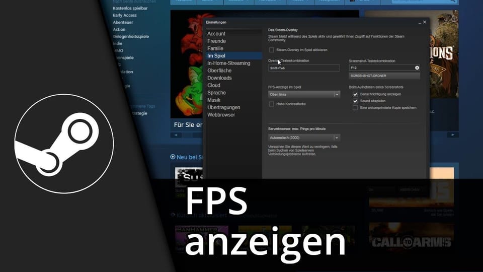 In Steam FPS anzeigen lassen | Tutorial: Vorschaubild zum YouTube-Tutorial von TechnikShavo
