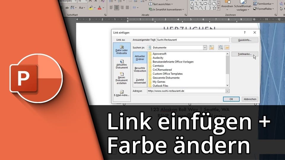 Link in Powerpoint einfügen & Hyperlink Farbe ändern: Vorschaubild zum YouTube-Tutorial von TechnikShavo