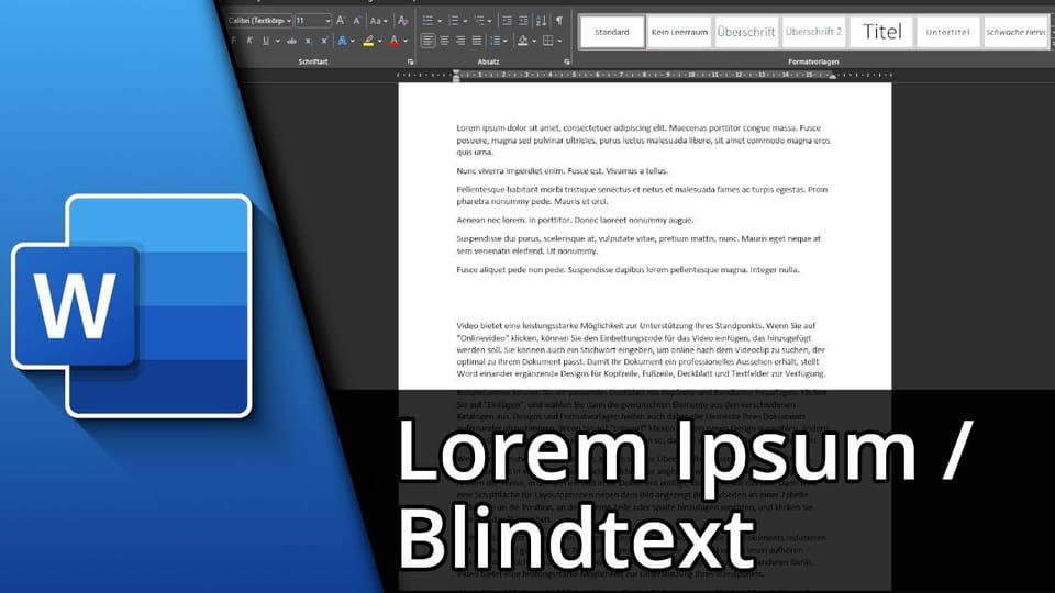 Lorem Ipsum in Word erzeugen (& andere Blindtexte) | Tutorial: Vorschaubild zum YouTube-Tutorial von TechnikShavo