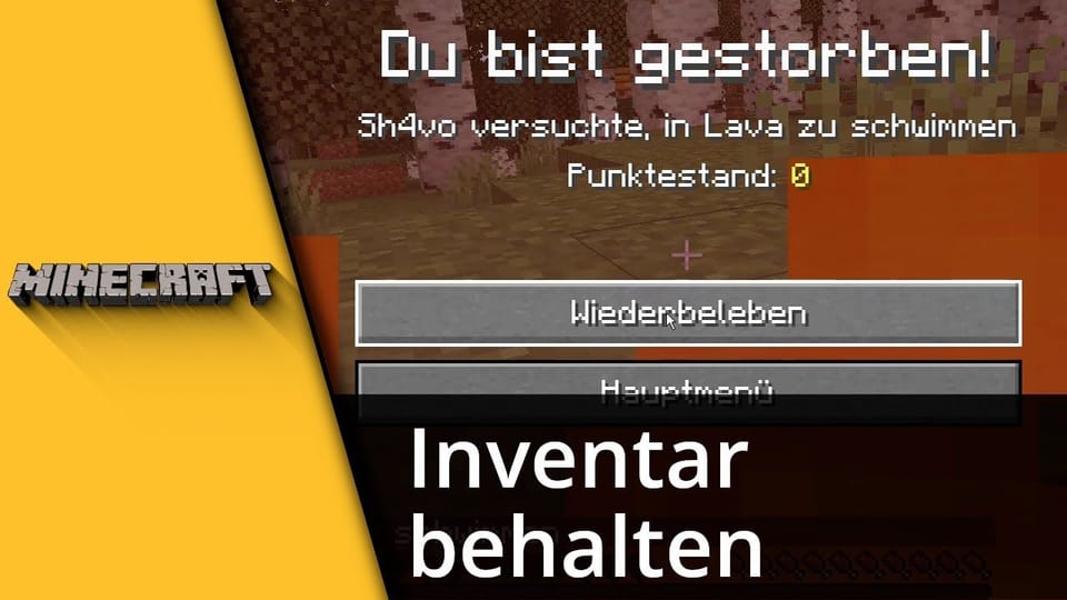 Minecraft Inventar behalten, wenn man stirbt (Befehl & Einstellungen) | Tutorial: Vorschaubild zum YouTube-Tutorial von TechnikShavo
