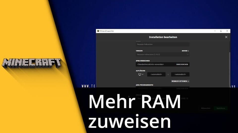 Minecraft mehr RAM zuweisen | Tutorial: Vorschaubild zum YouTube-Tutorial von TechnikShavo