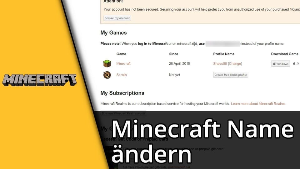 Minecraft Name ändern | Tutorial: Vorschaubild zum YouTube-Tutorial von TechnikShavo