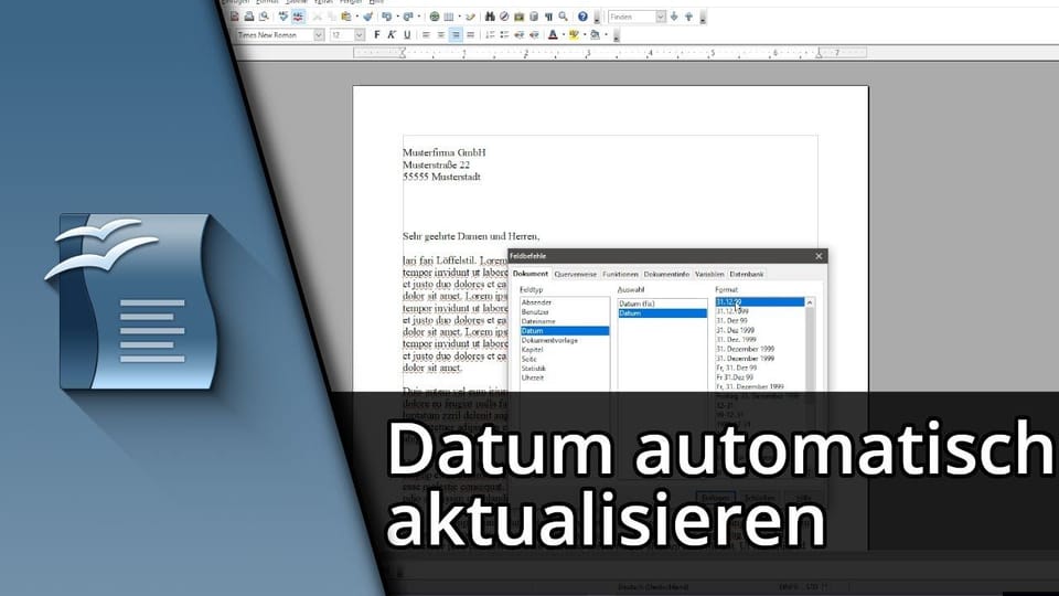 OpenOffice Writer Datum automatisch aktualisieren | Tutorial: Vorschaubild zum YouTube-Tutorial von TechnikShavo