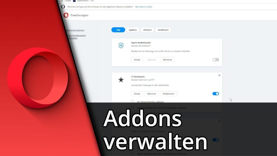 Opera Addons verwalten | Tutorial: Vorschaubild zum YouTube-Tutorial von TechnikShavo