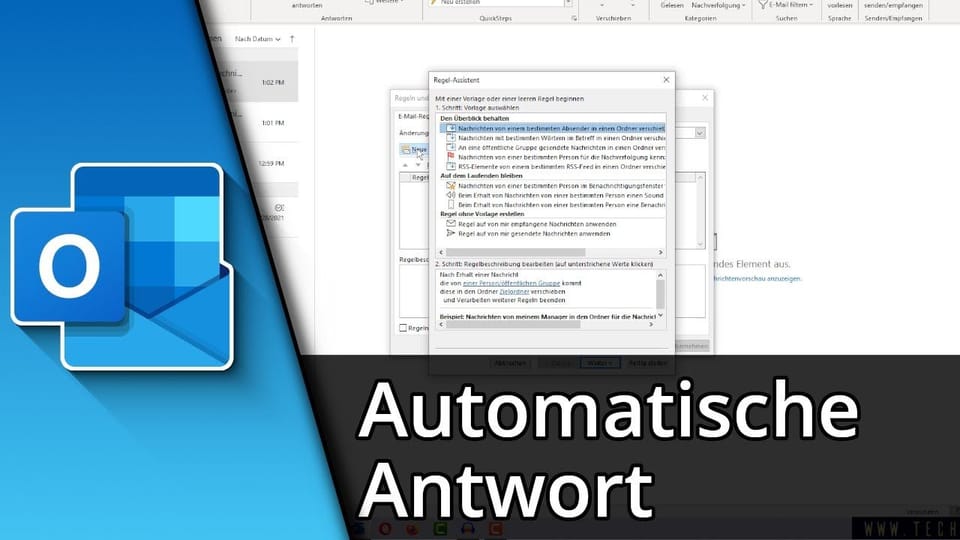 Outlook automatische Antwort / Abwesenheitsnotiz | Tutorial: Vorschaubild zum YouTube-Tutorial von TechnikShavo