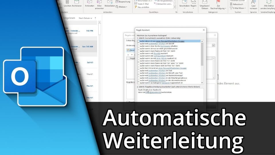 Outlook automatische Weiterleitung einrichten | Tutorial: Vorschaubild zum YouTube-Tutorial von TechnikShavo