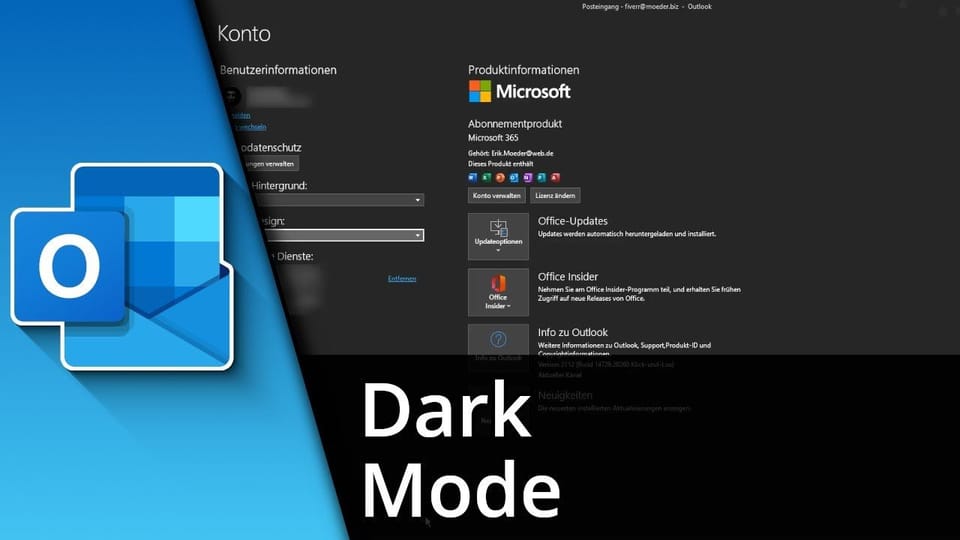 Outlook Dark Mode / Word Dark Mode / Excel Dark Mode | Tutorial: Vorschaubild zum YouTube-Tutorial von TechnikShavo