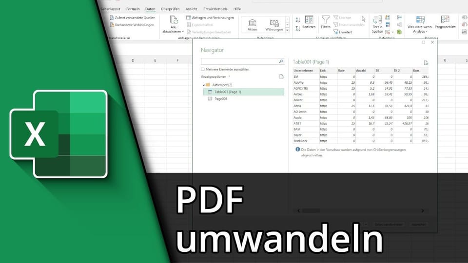 PDF in Excel umwandeln | Tutorial: Vorschaubild zum YouTube-Tutorial von TechnikShavo