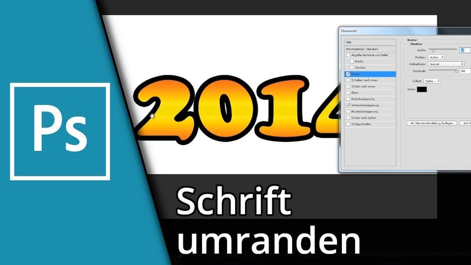 Photoshop Schrift umranden | Tutorial: Vorschaubild zum YouTube-Tutorial von TechnikShavo