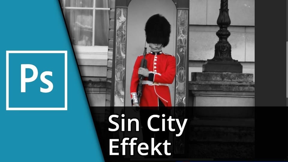 Photoshop Sin City Effekt / Schwarz Weiß außer einer Farbe | Tutorial: Vorschaubild zum YouTube-Tutorial von TechnikShavo