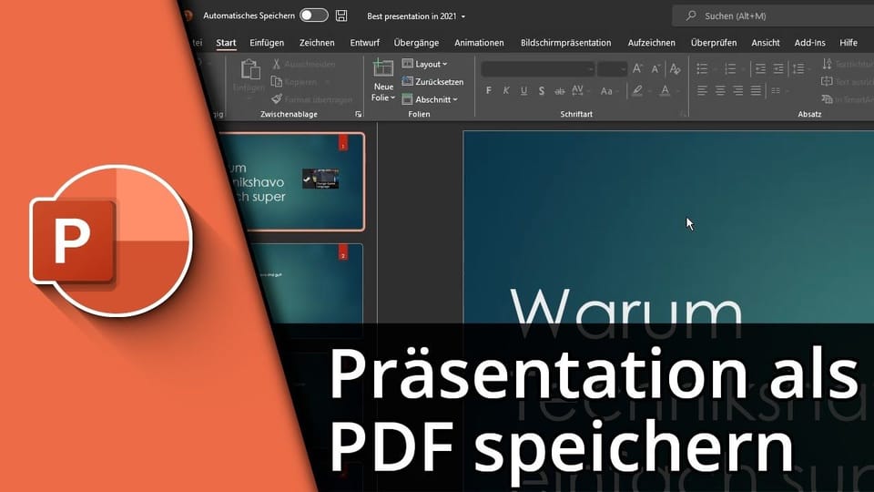 Powerpoint als PDF speichern | Tutorial: Vorschaubild zum YouTube-Tutorial von TechnikShavo