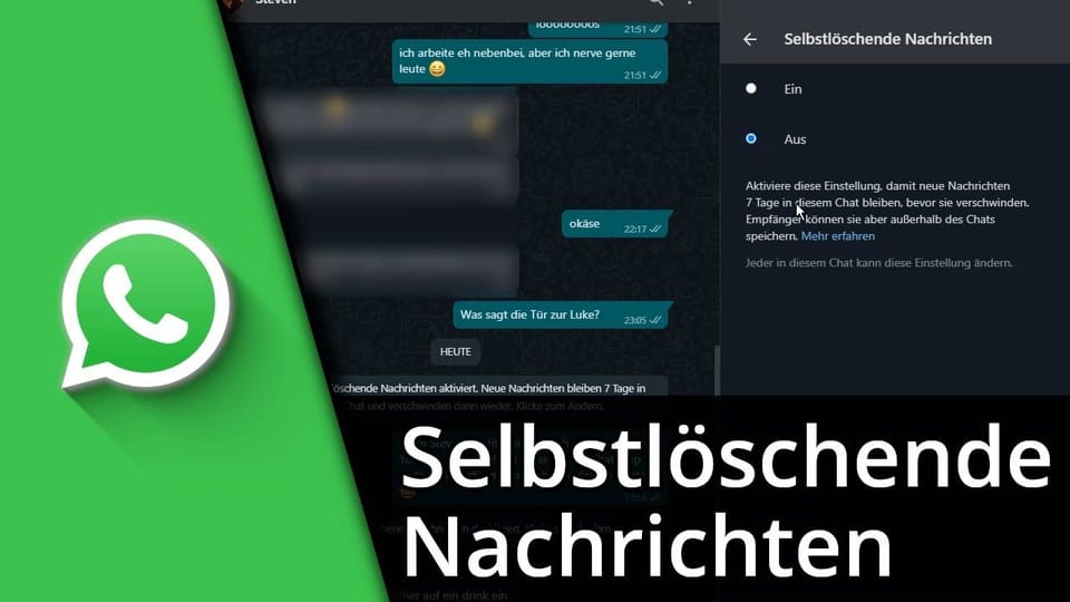 Selbstlöschende Nachricht bei Whatsapp einschalten | Tutorial: Vorschaubild zum YouTube-Tutorial von TechnikShavo