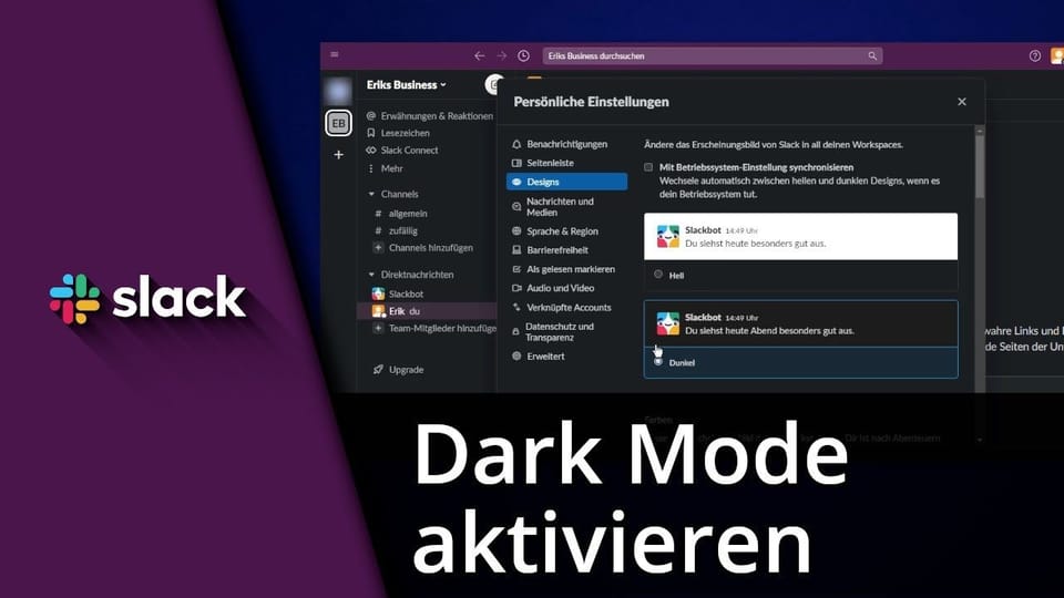 Slack Dark Mode / Slack Design ändern | Tutorial: Vorschaubild zum YouTube-Tutorial von TechnikShavo